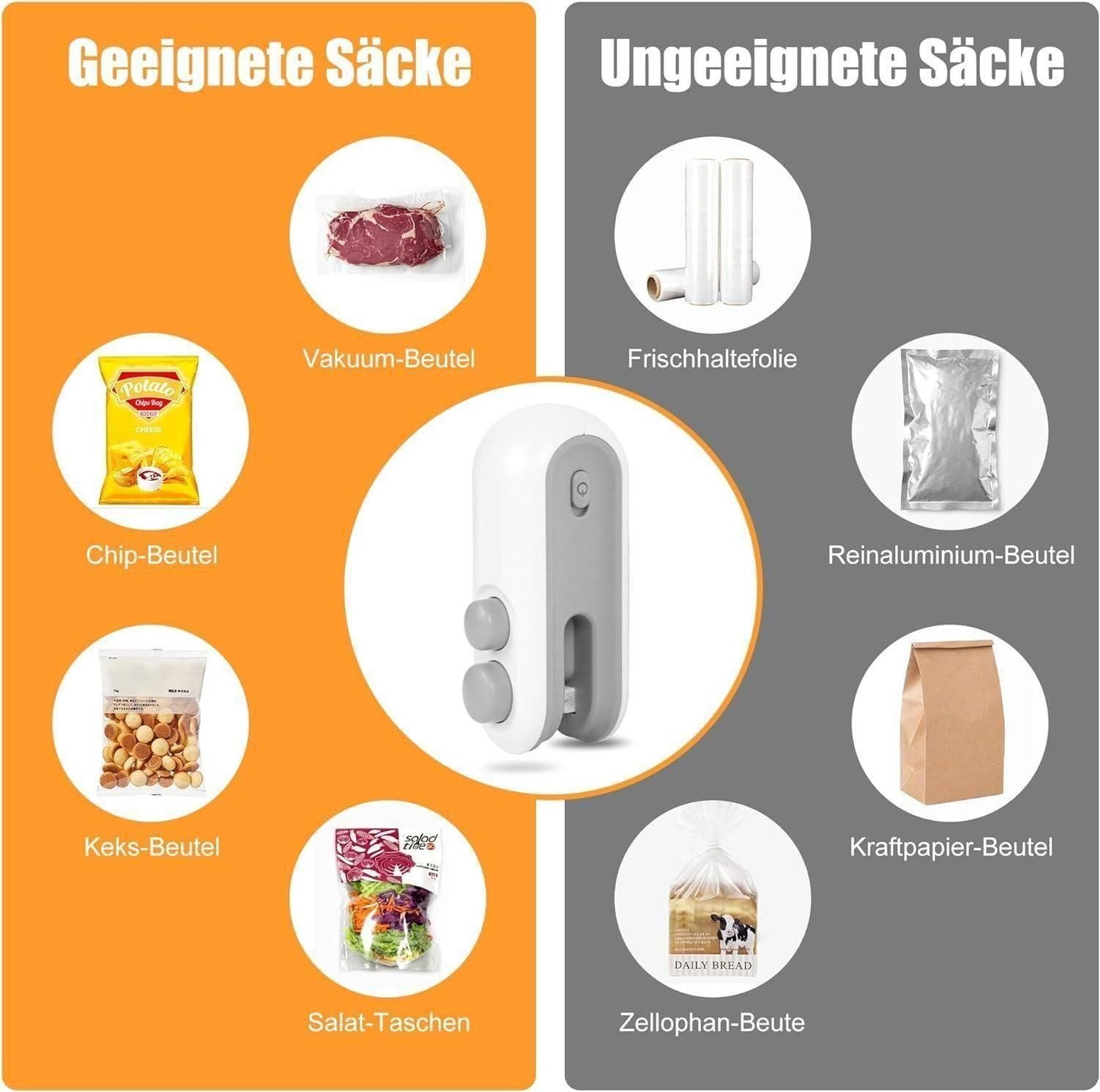 Portable Mini Sealing Machine 2 in 1 | USB Rechargeable Magnetic Bag Sealer Heat Seal with Cutter