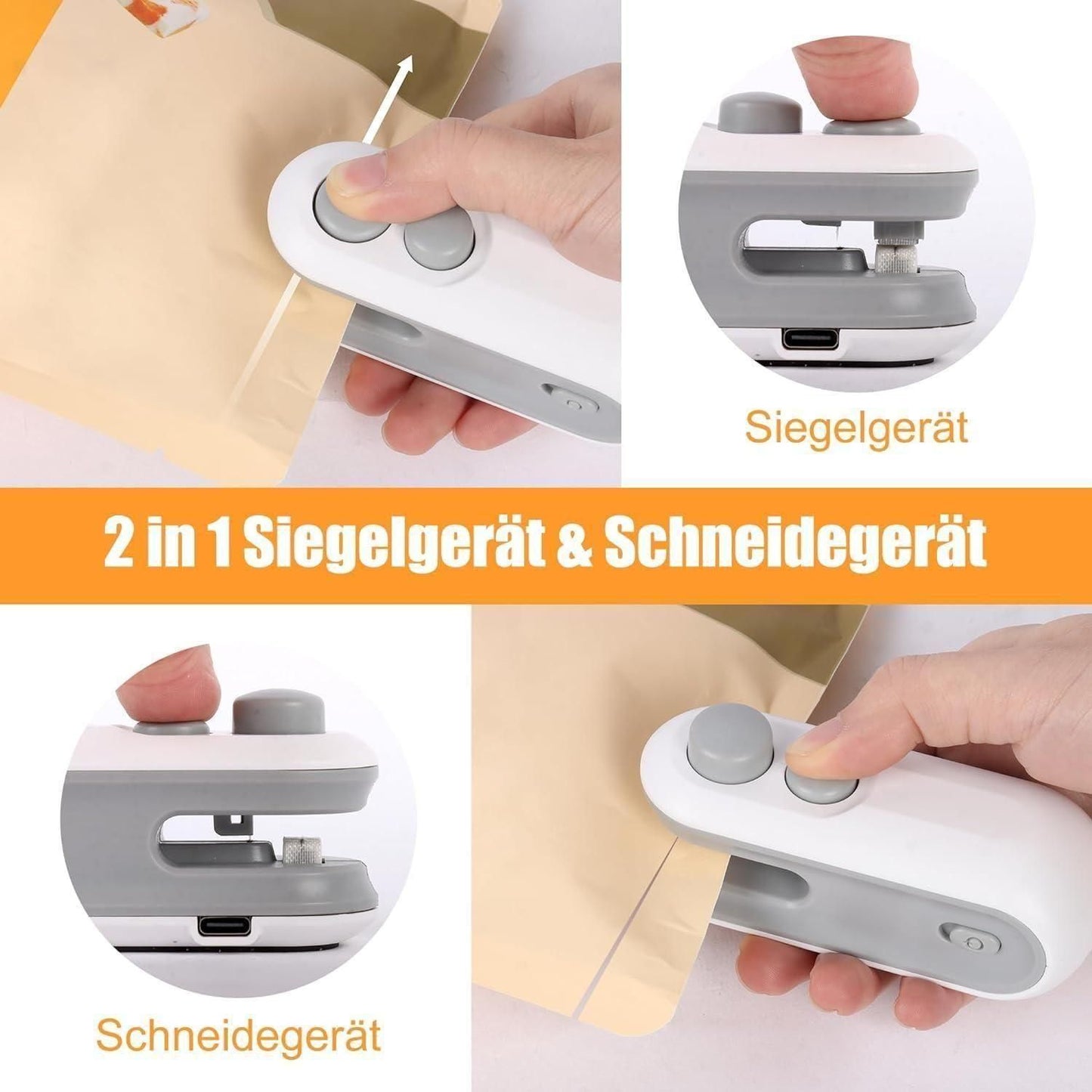 Portable Mini Sealing Machine 2 in 1 | USB Rechargeable Magnetic Bag Sealer Heat Seal with Cutter