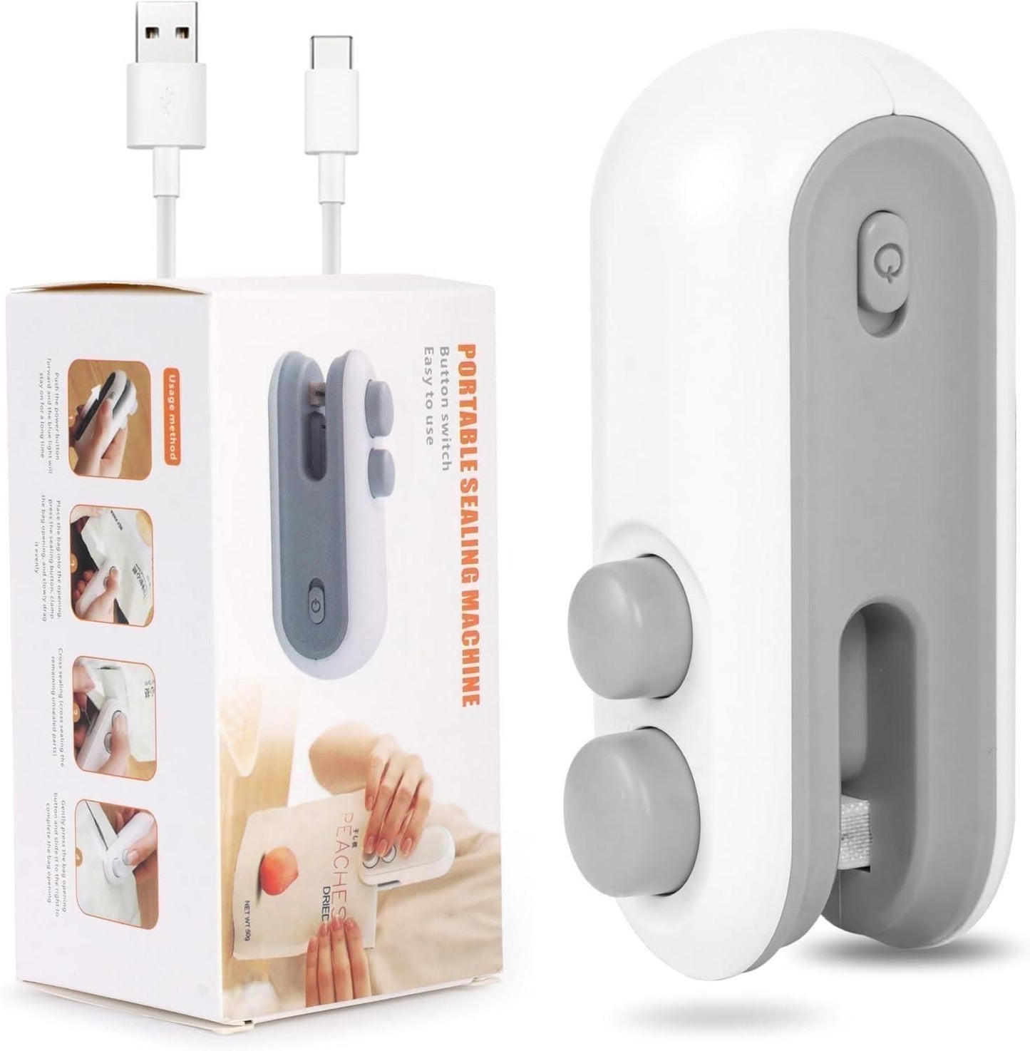 Portable Mini Sealing Machine 2 in 1 | USB Rechargeable Magnetic Bag Sealer Heat Seal with Cutter