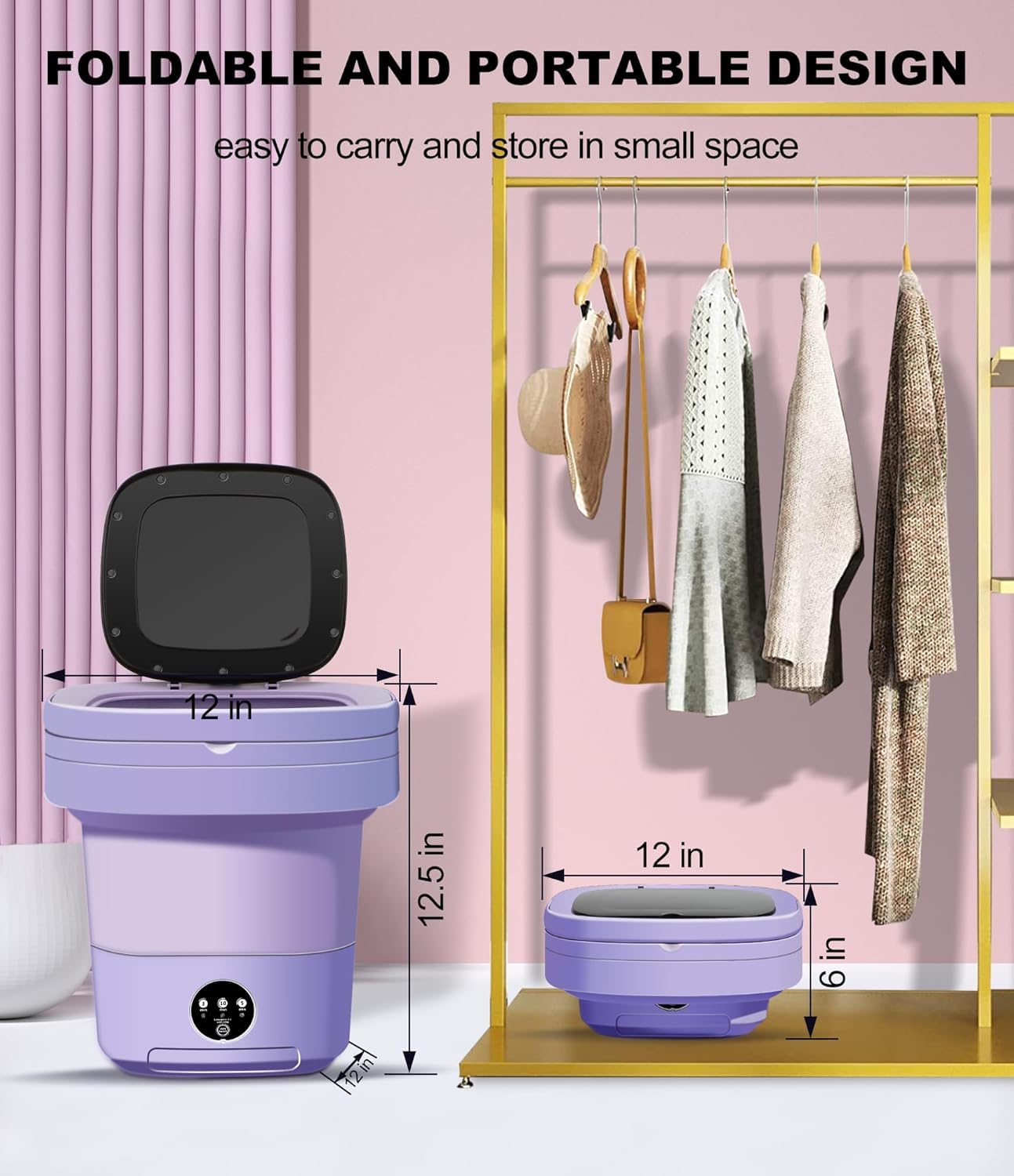 Semi Auto Mini Washing Machine Foldable